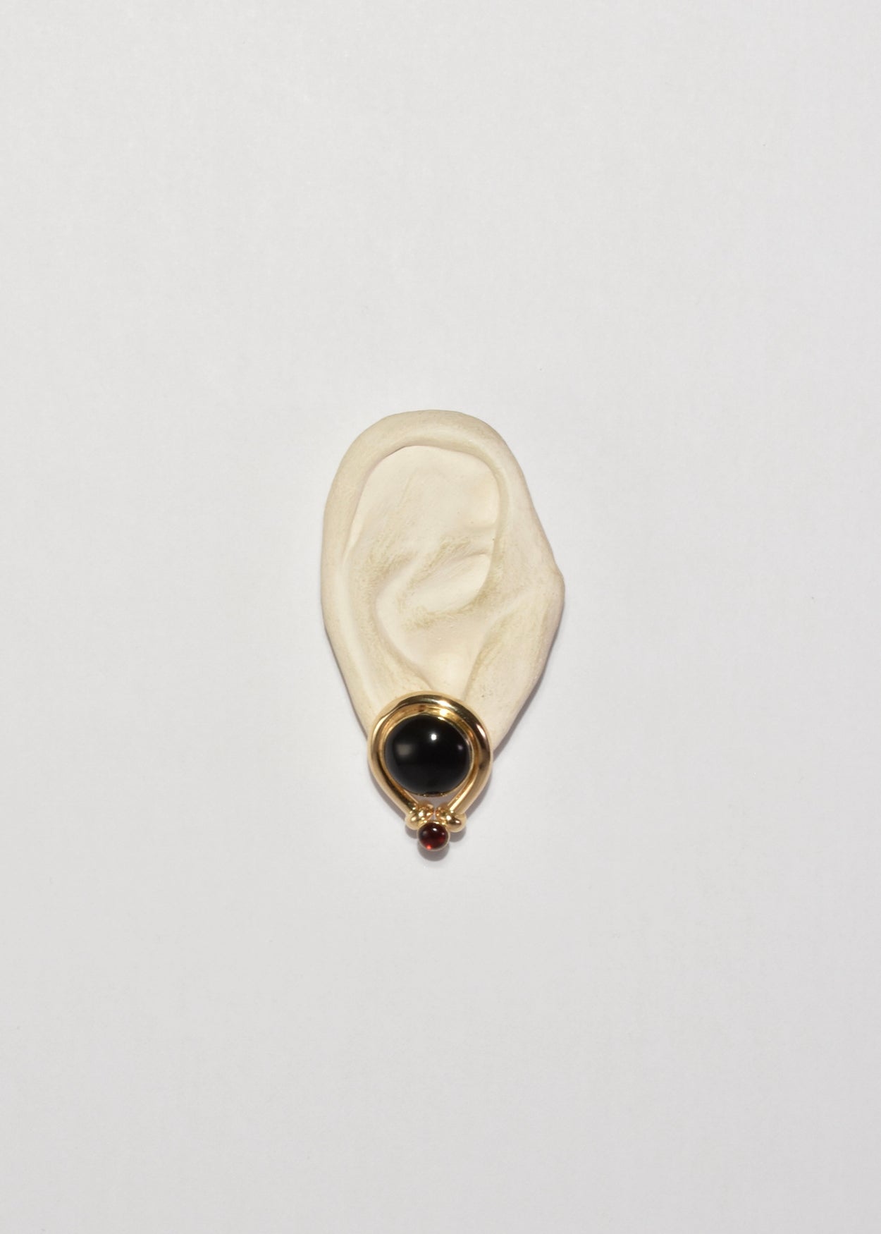 Gold Onyx Garnet Earrings