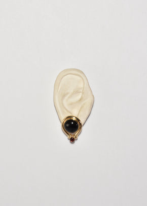 Gold Onyx Garnet Earrings