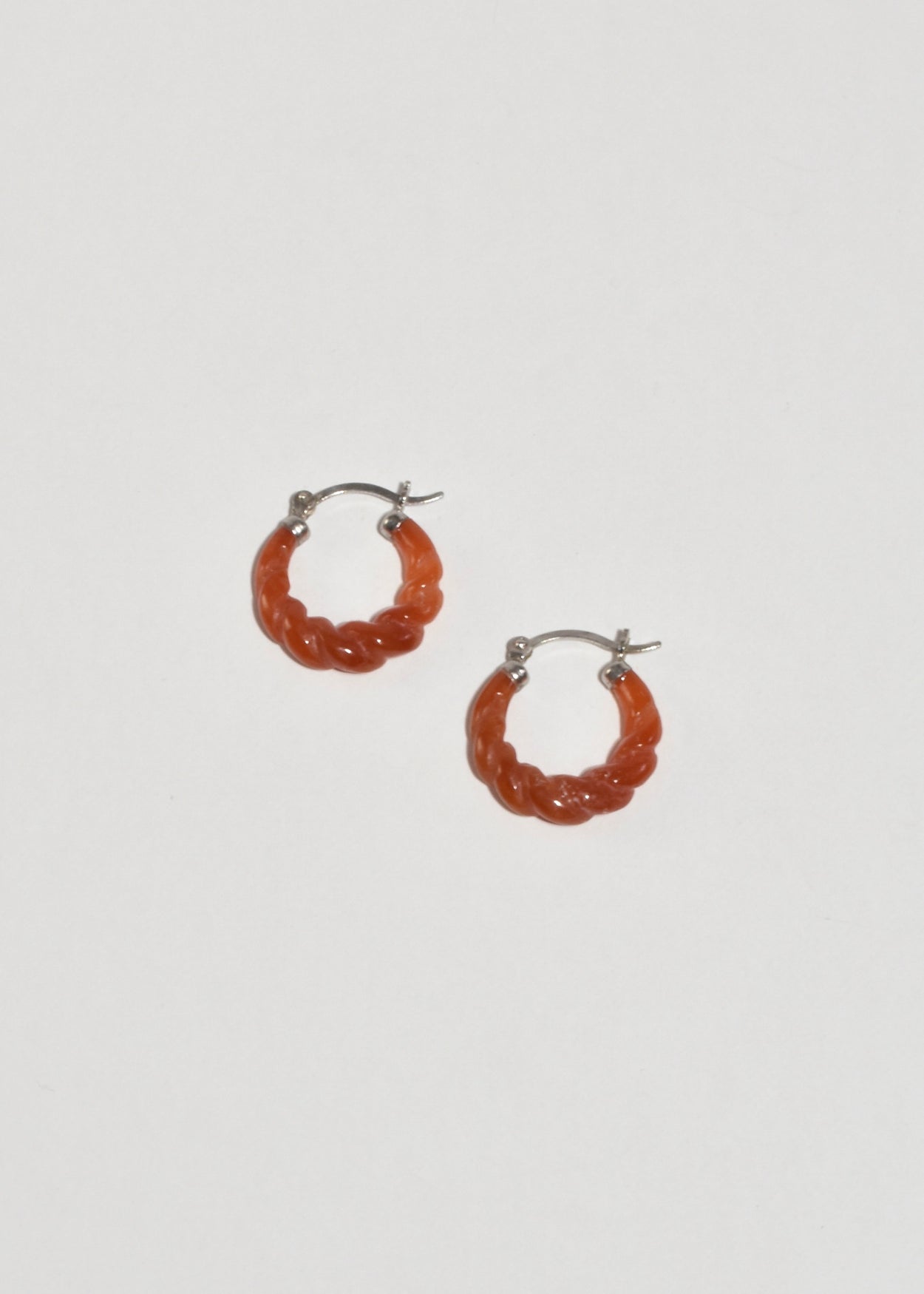 Ribbed Carnelian Hoop Earrings