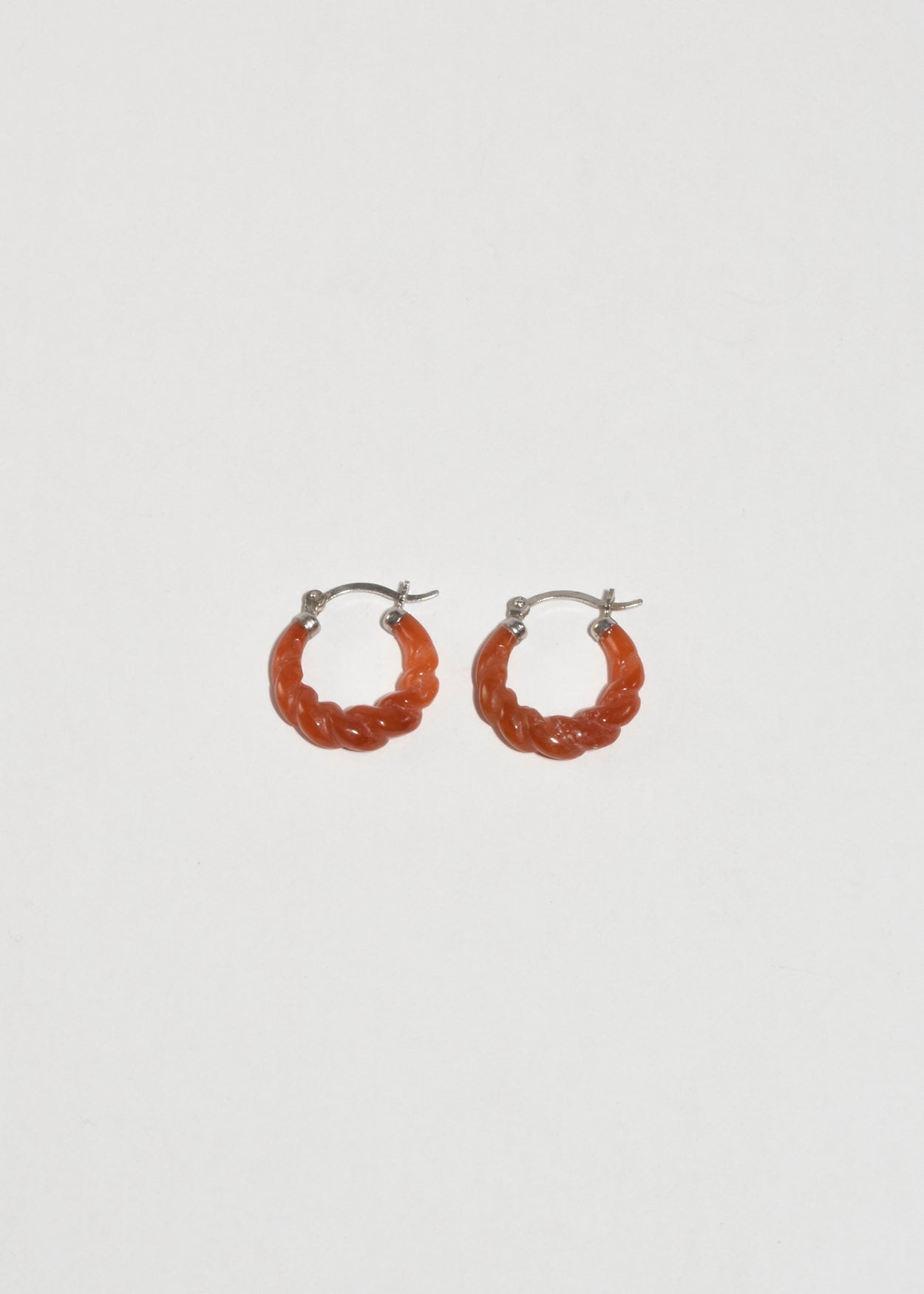 Ribbed Carnelian Hoop Earrings