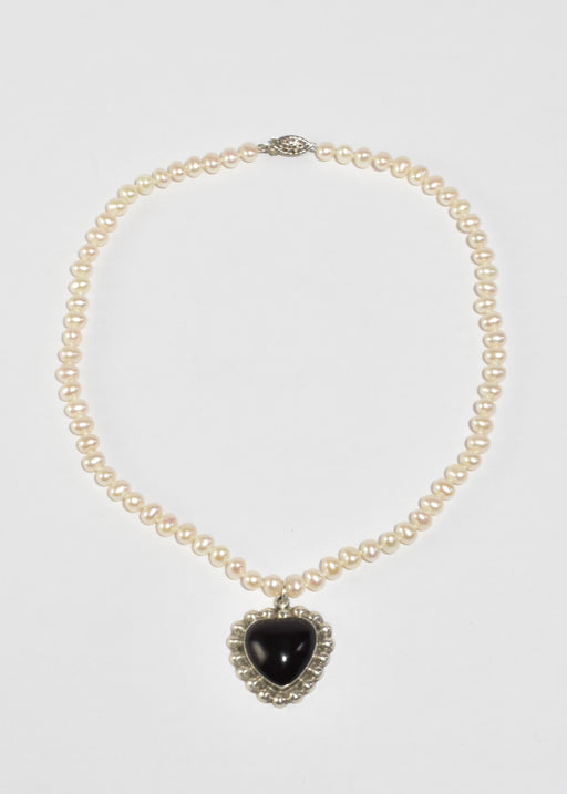 Pearl Onyx Heart Necklace