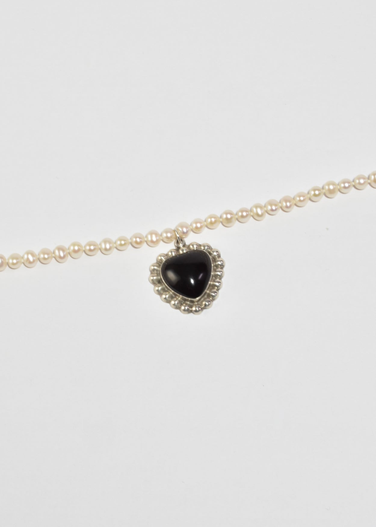 Pearl Onyx Heart Necklace