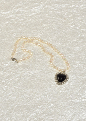 Pearl Onyx Heart Necklace