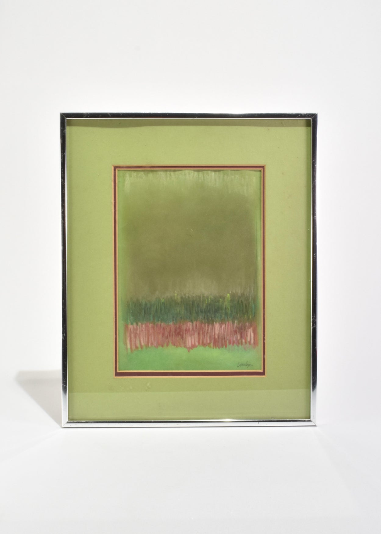 Green Abstract Pastel Artwork, Framed