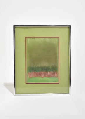 Green Abstract Pastel Artwork, Framed