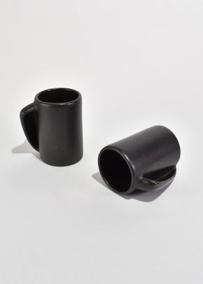 Sculptural Black Mug Set