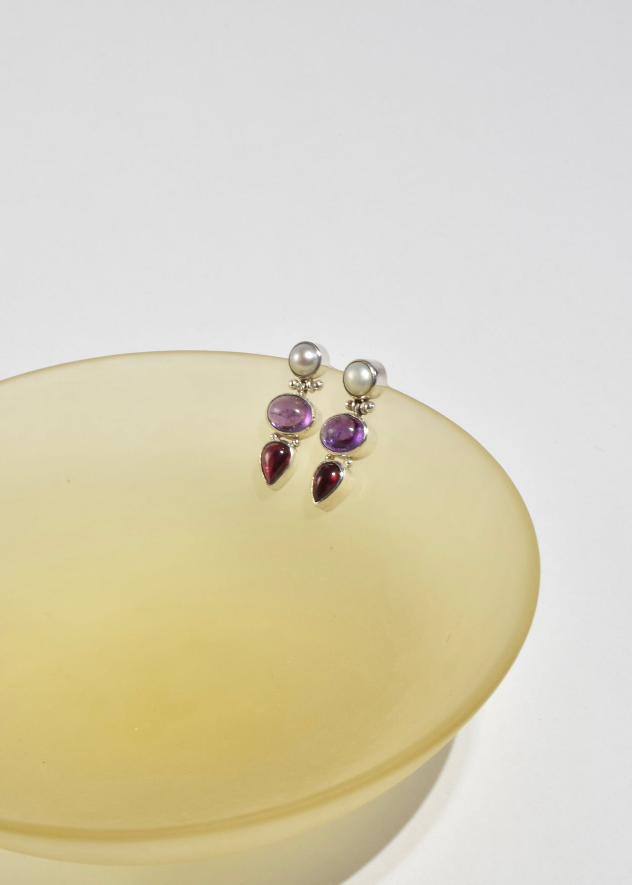 Pearl Amethyst Garnet Earrings