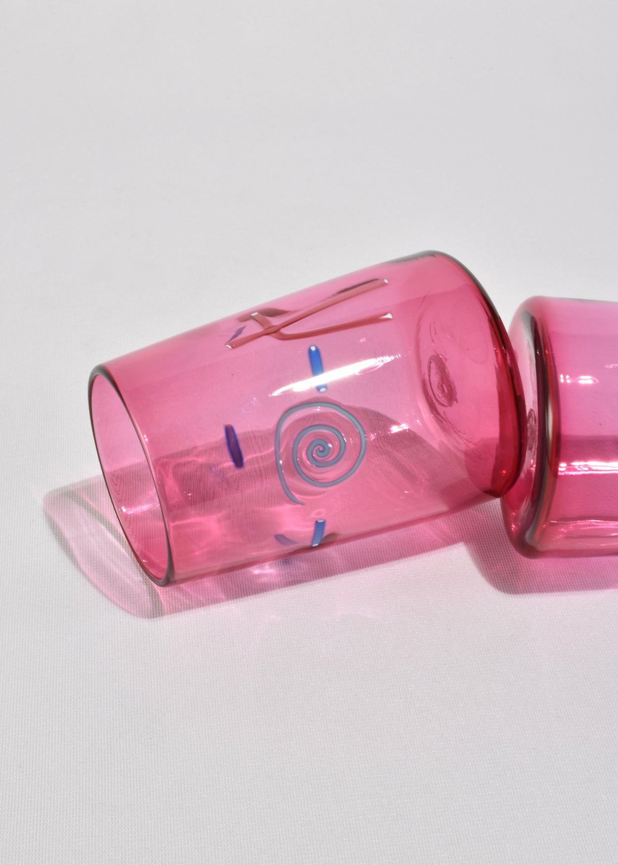 Pink Art Glass Tumbler Set