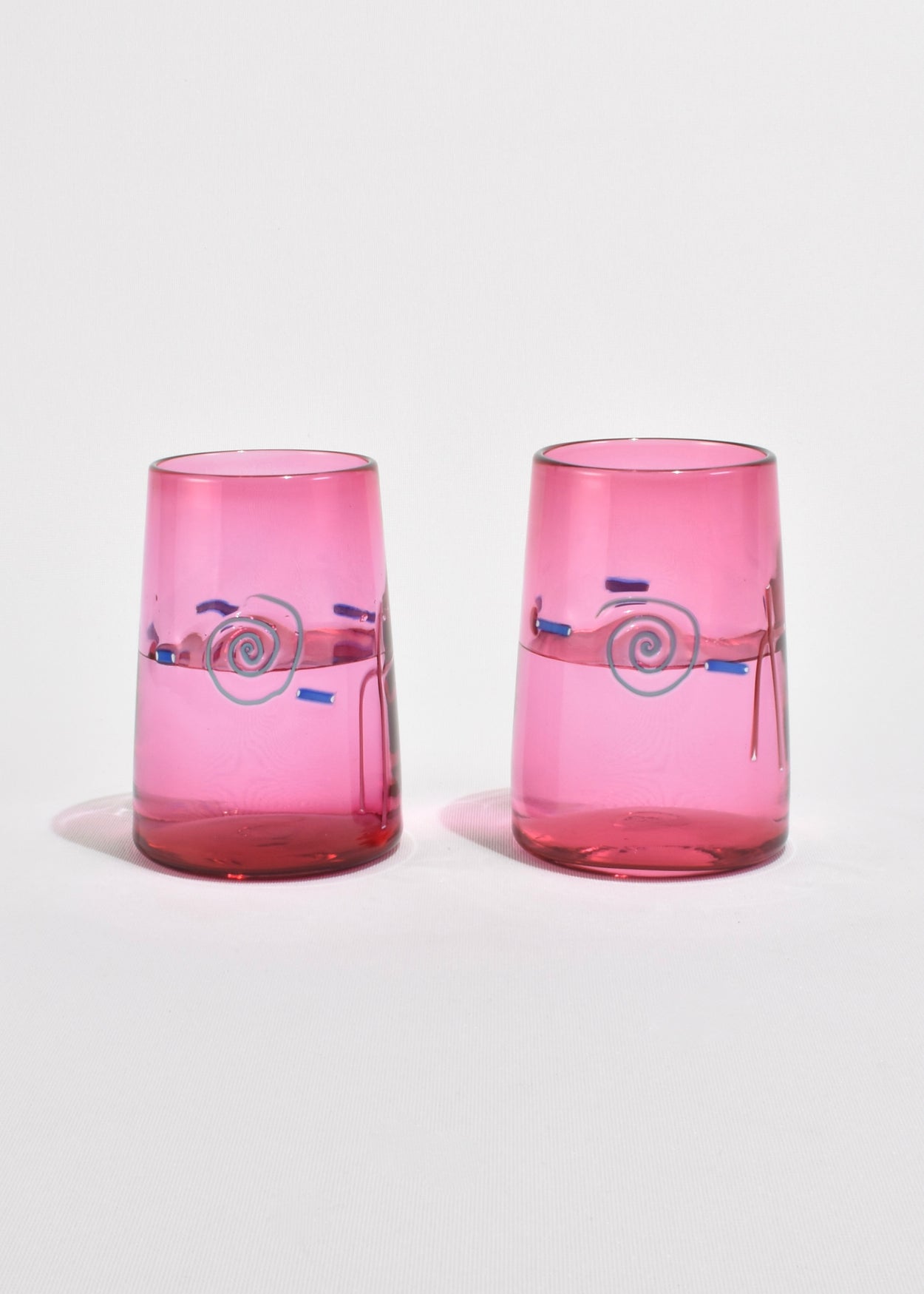 Pink Art Glass Tumbler Set