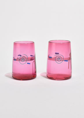 Pink Art Glass Tumbler Set