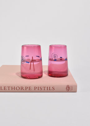 Pink Art Glass Tumbler Set