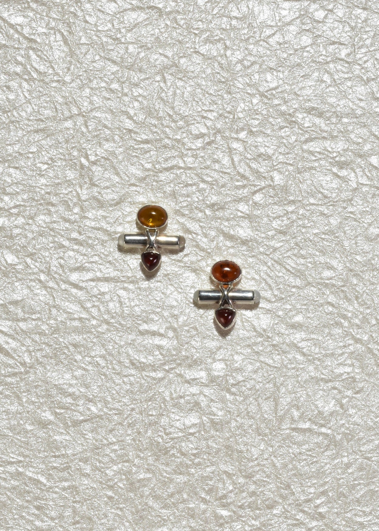 Amber Garnet Moonstone Earrings