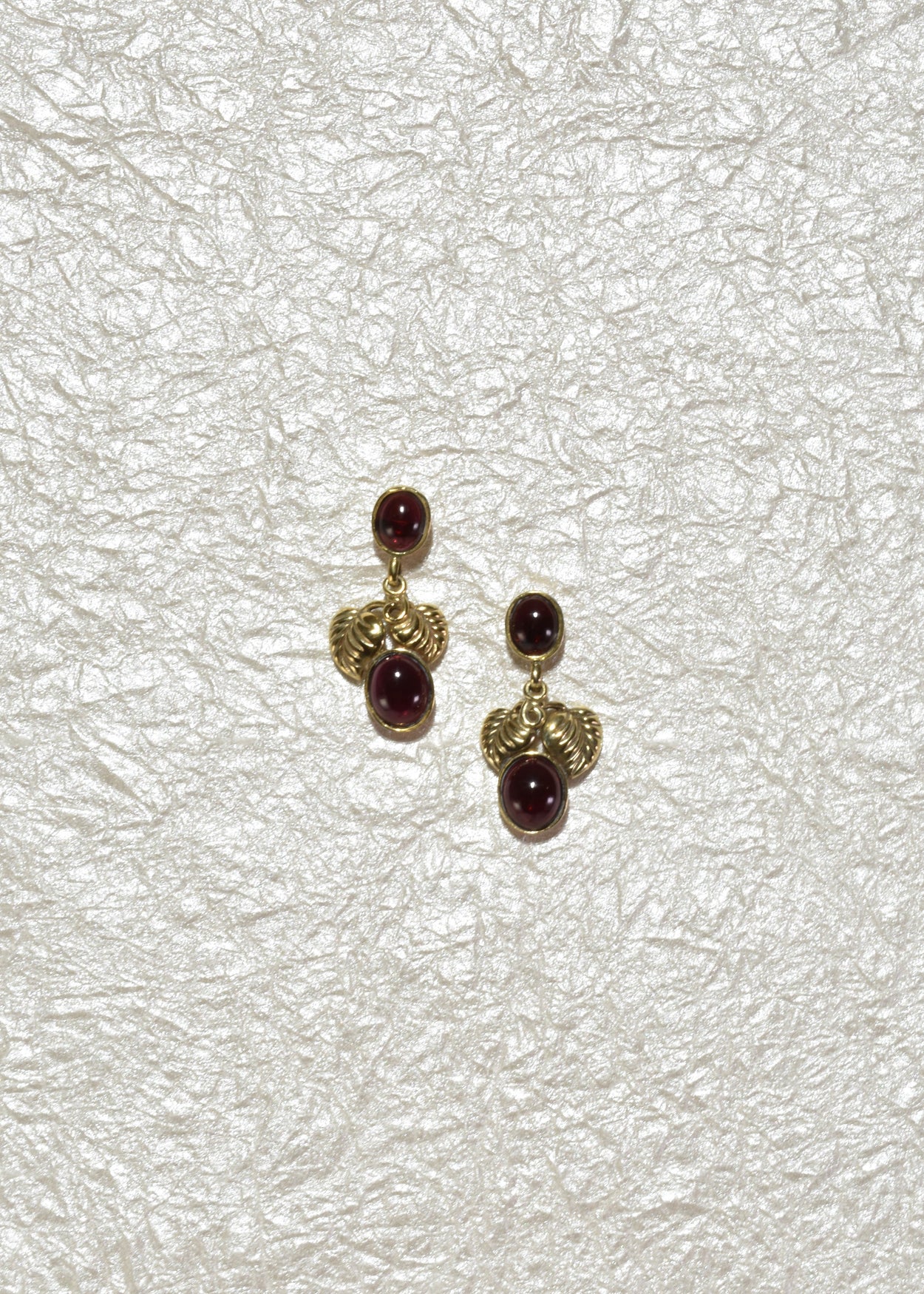 Garnet Leaf Earrings