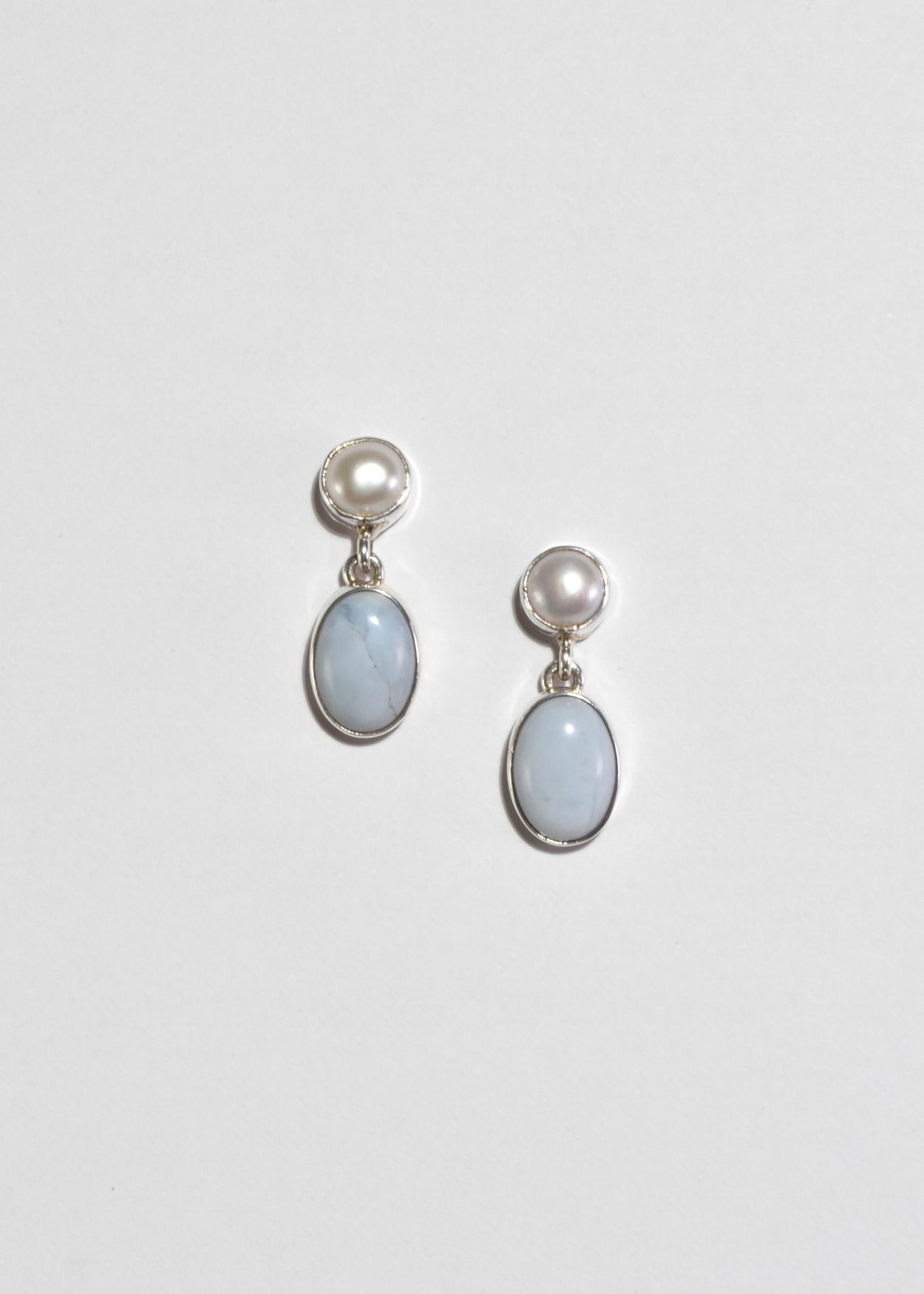 Pearl Blue Agate Earrings