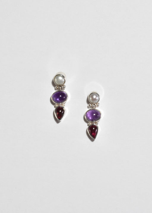 Pearl Amethyst Garnet Earrings