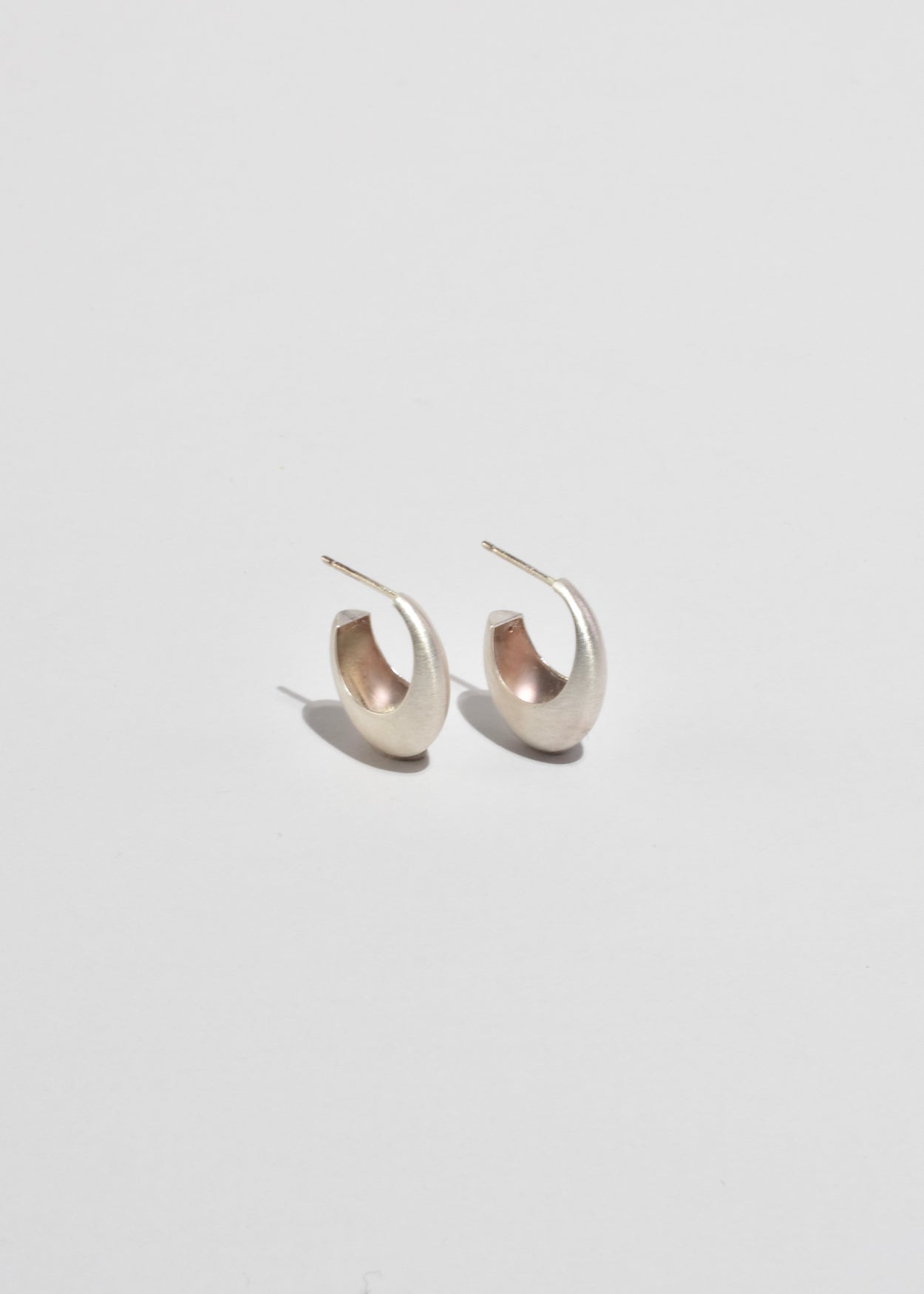 Brushed Silver Hoop Earrings