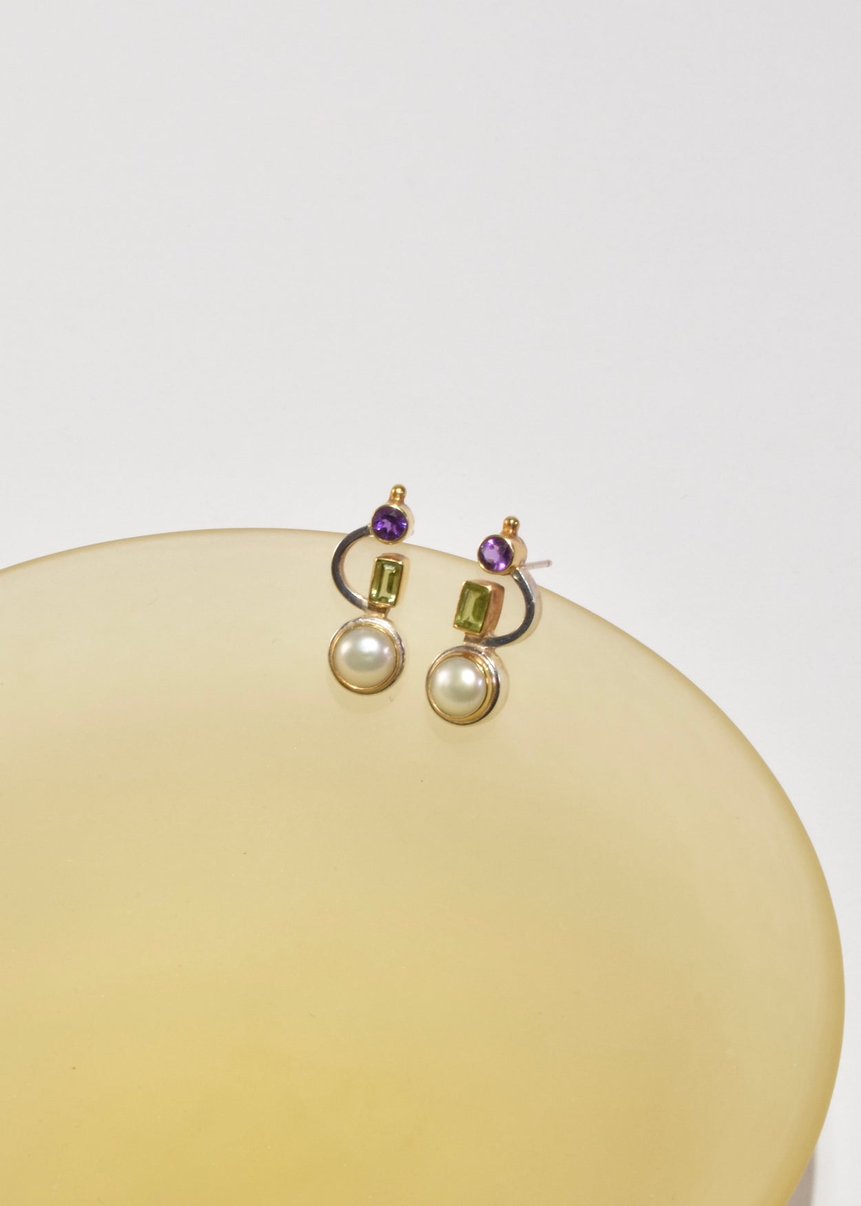 Amethyst Peridot Pearl Earrings