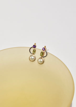 Amethyst Peridot Pearl Earrings