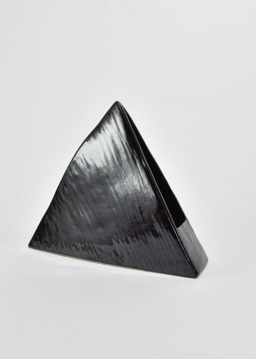 Angled Black Ceramic Vase