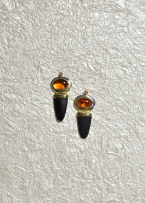 Amber Amethyst Onyx Earrings