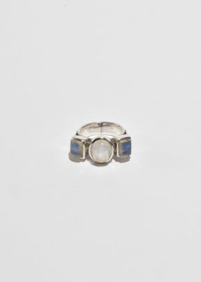 Geometric Moonstone Ring