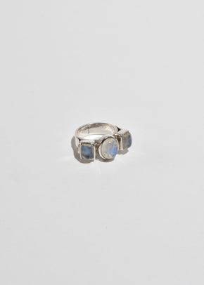 Geometric Moonstone Ring