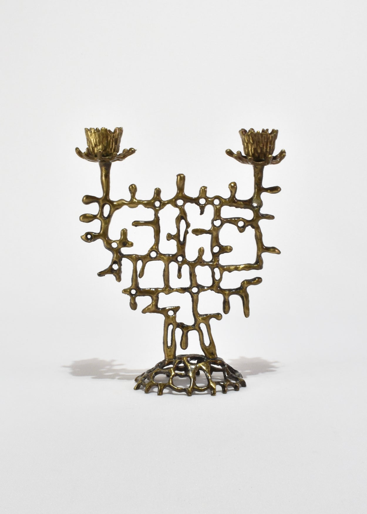 Brutalist Brass Candleholder