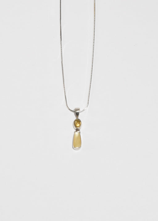 Citrine Mother of Pearl Pendant Necklace