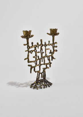 Brutalist Brass Candleholder