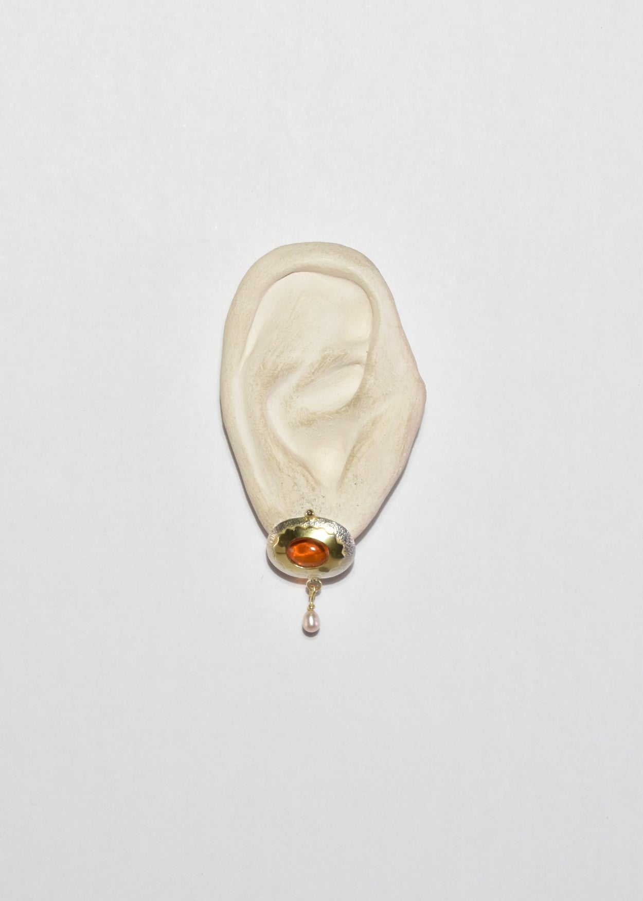 Gold Amber Pearl Earrings