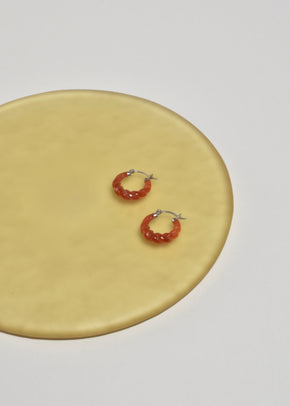 Ribbed Carnelian Hoop Earrings