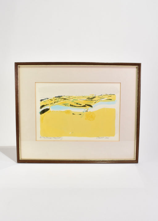 Abstract Landscape Lithograph, Framed