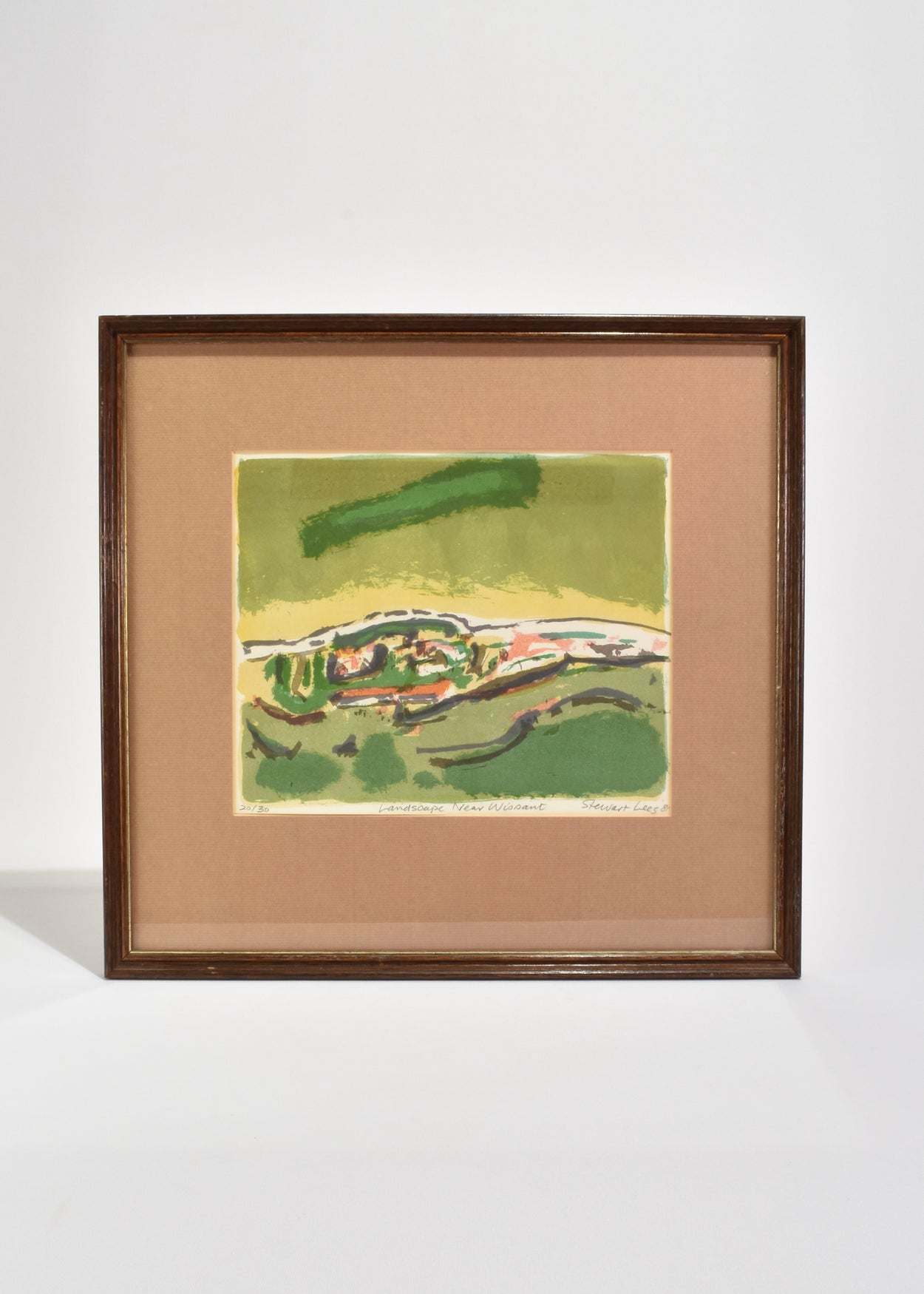 Abstract Landscape Lithograph, Framed