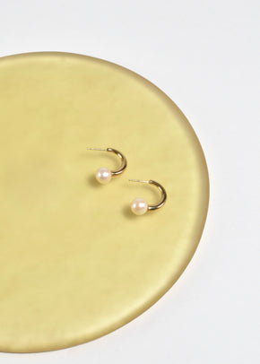 Gold Pearl Hoops