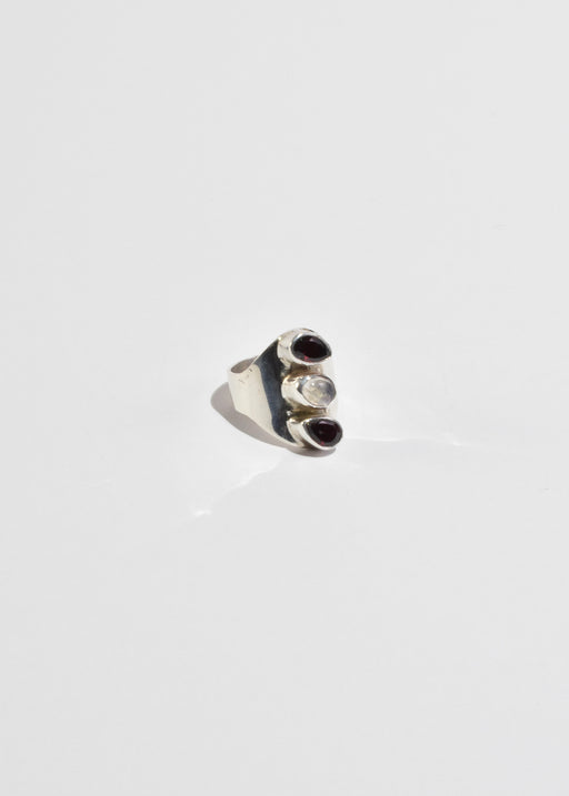 Moonstone Garnet Ring