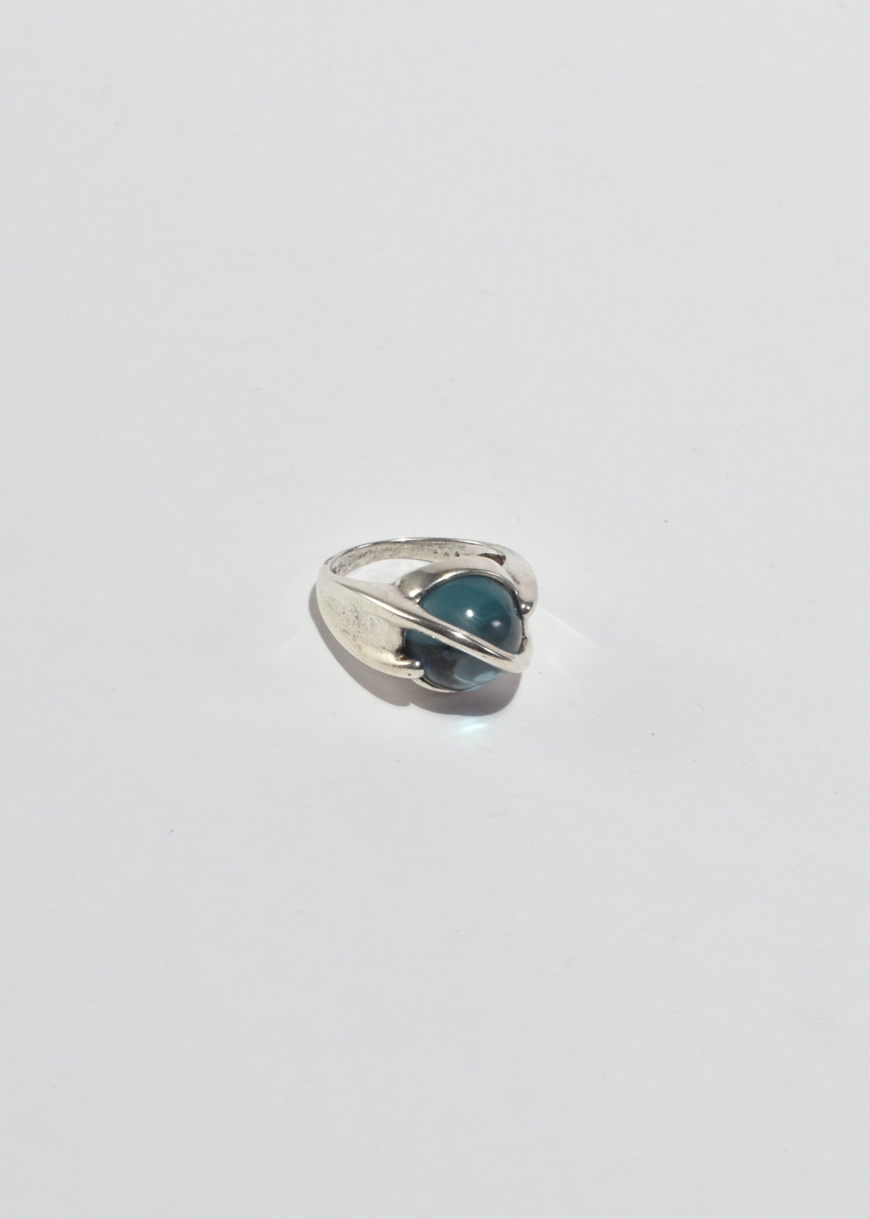 Modernist Blue Glass Ring