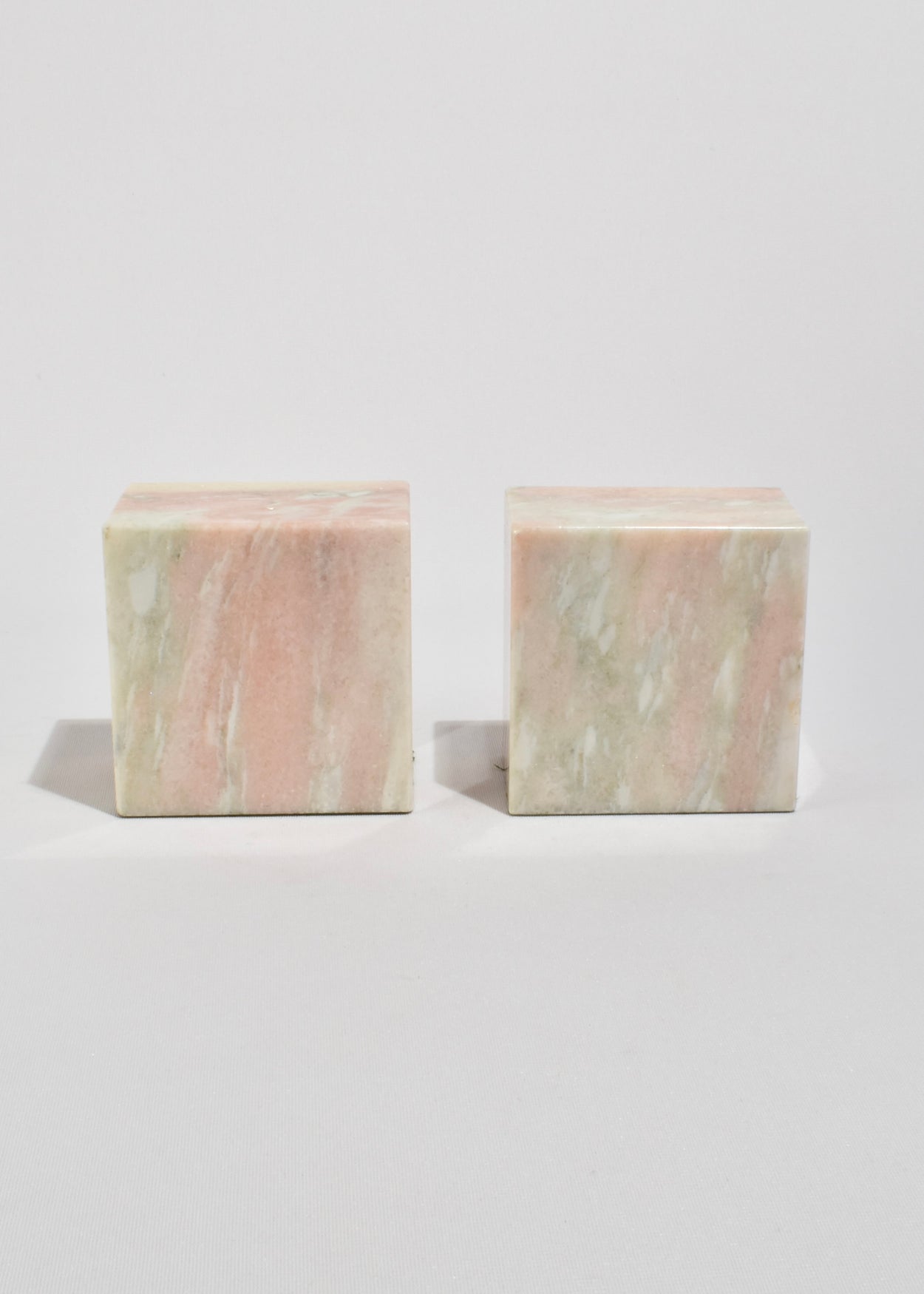 Pink Cube Marble Bookends