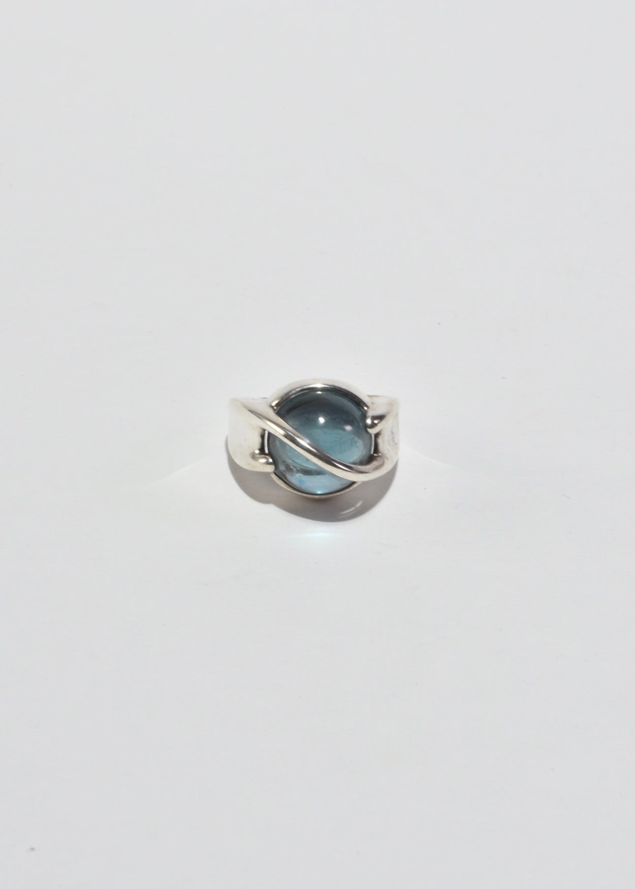 Modernist Blue Glass Ring