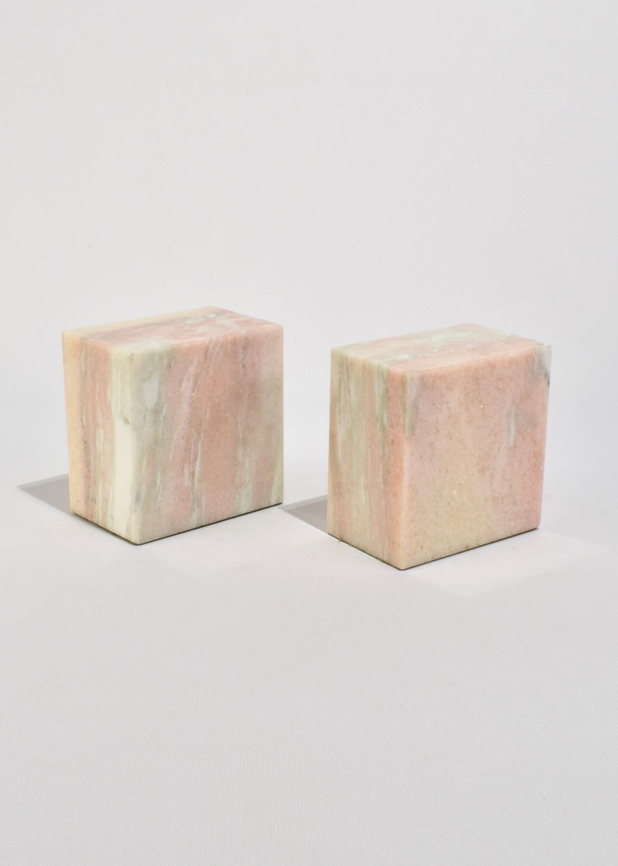 Pink Cube Marble Bookends