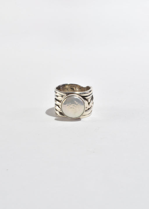 Brutalist Pearl Ring