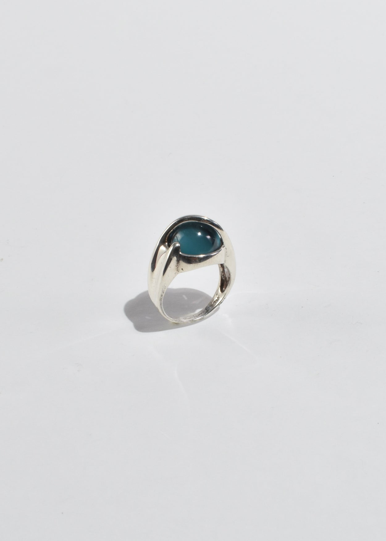 Modernist Blue Glass Ring