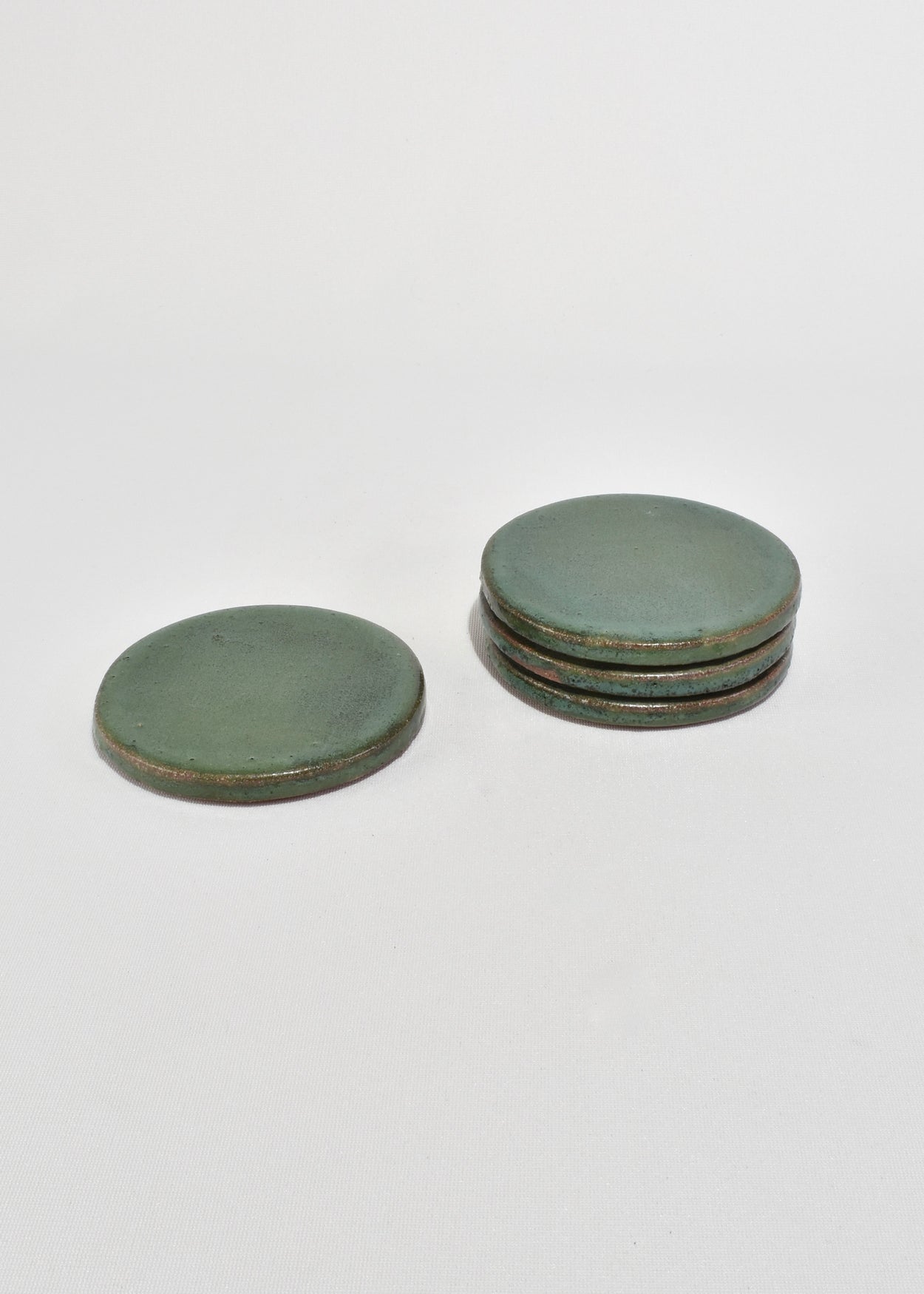 Dark Green Ceramic Coaster Set