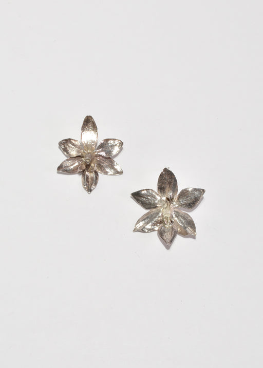 Silver Orchid Earrings