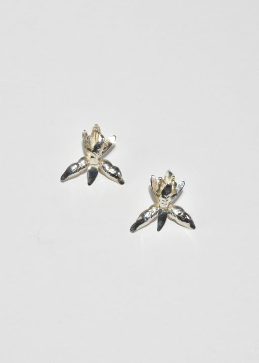 Silver Orchid Earrings