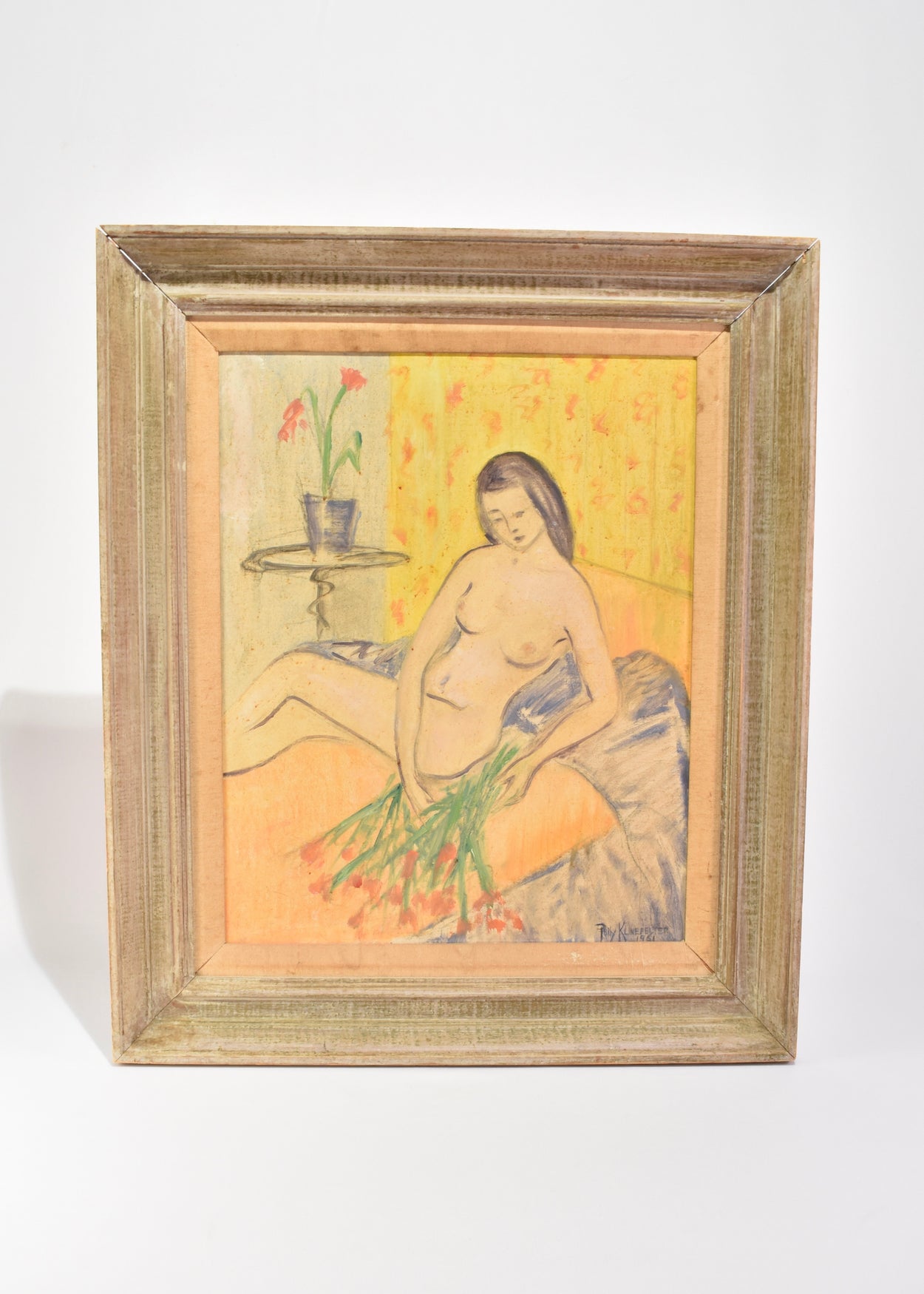 Nude with Flowers, Framed