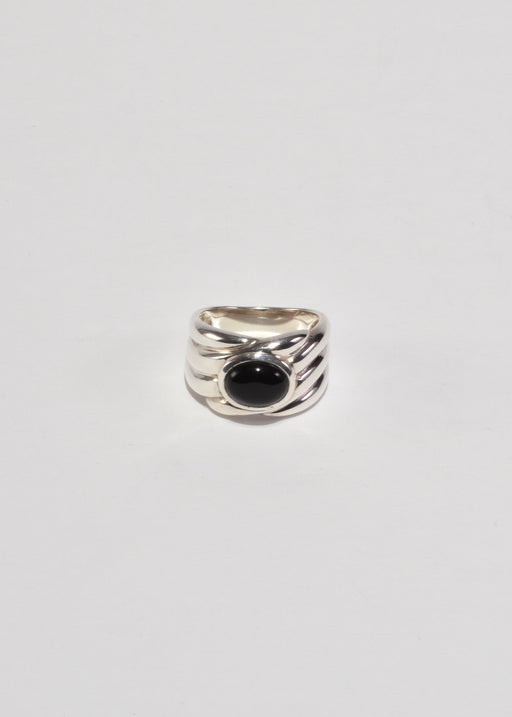 Ribbed Onyx Ring