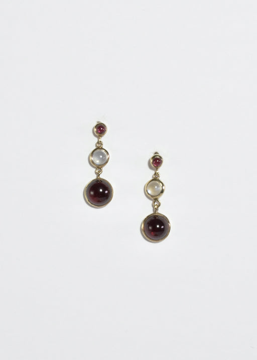 Moonstone Garnet Earrings