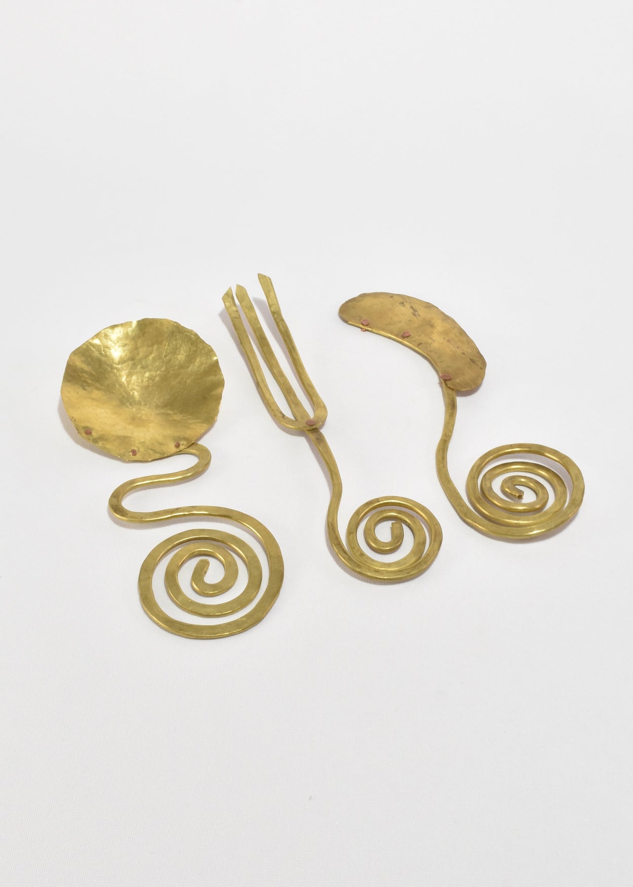 Spiral Brass Serving Set