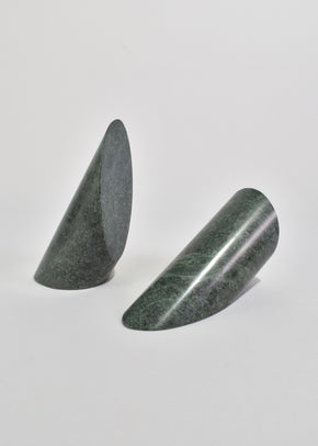 Green Slanted Stone Bookends