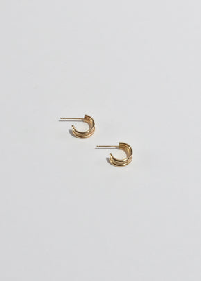 Ribbed Gold Hoop Earrings